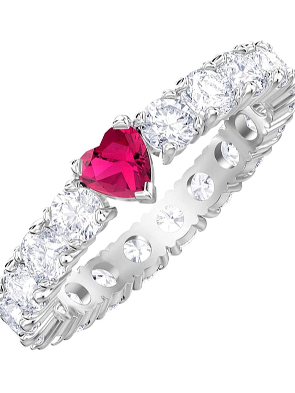 Swarovski white Crystal Stretch Ring with Silver Accents